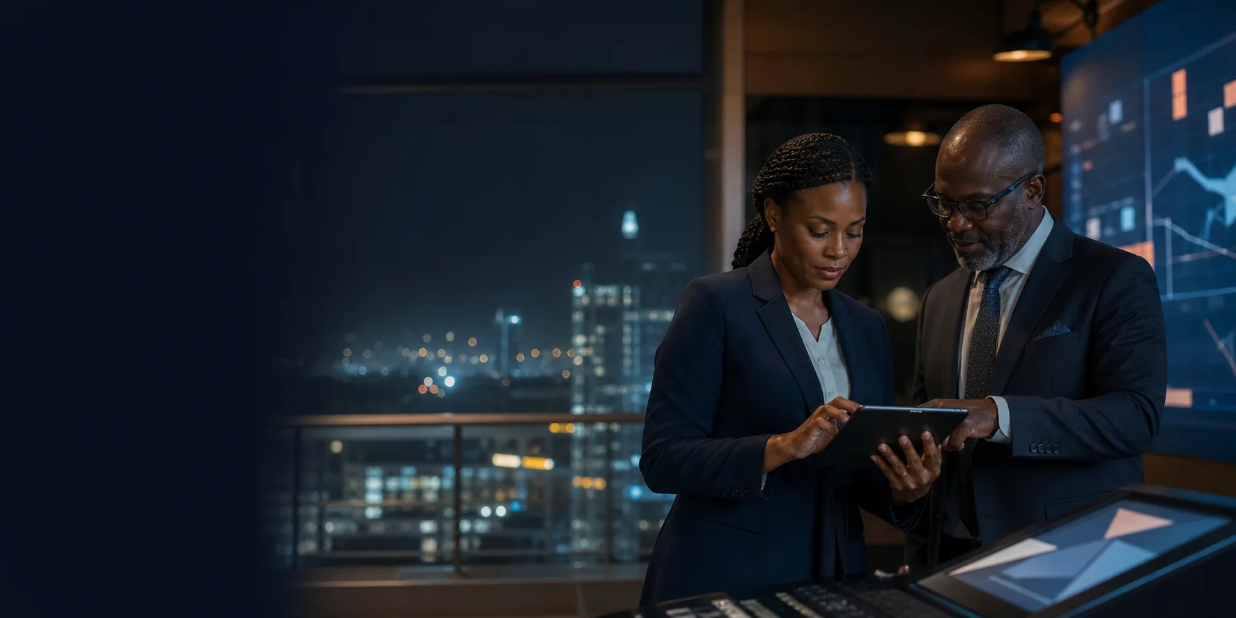 Professionnels analysant des données financières
